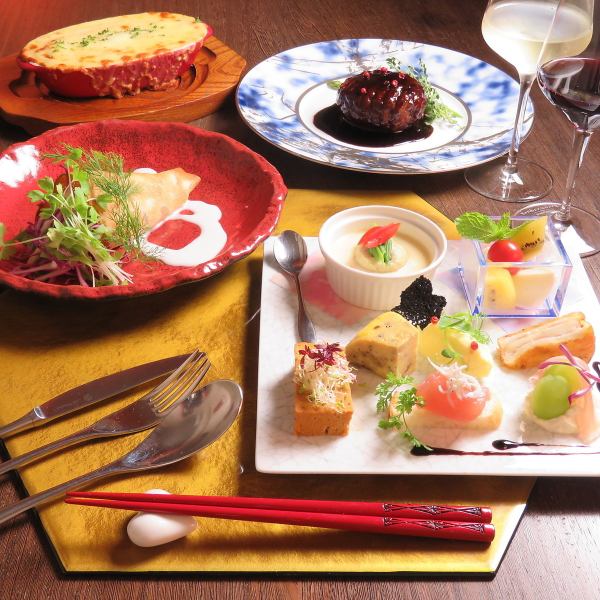 ~ Spend a relaxing time at the first party ♪ ~ 3 hours of all-you-can-drink + 5 full-course meals from appetizers to meat, 13 dishes, 8,800 yen