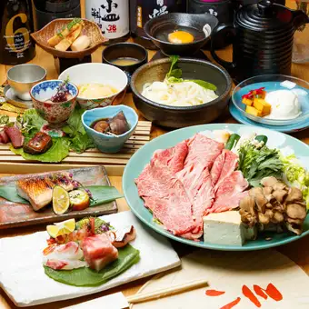 《東山コース》メインの黒毛和牛すき焼きを楽しむ♪◆6,500円税込　※写真はイメージです。