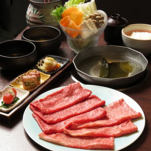 黒毛和牛霜降りロースと特選赤身ロースしゃぶしゃぶ御膳(160g(80g/80g))