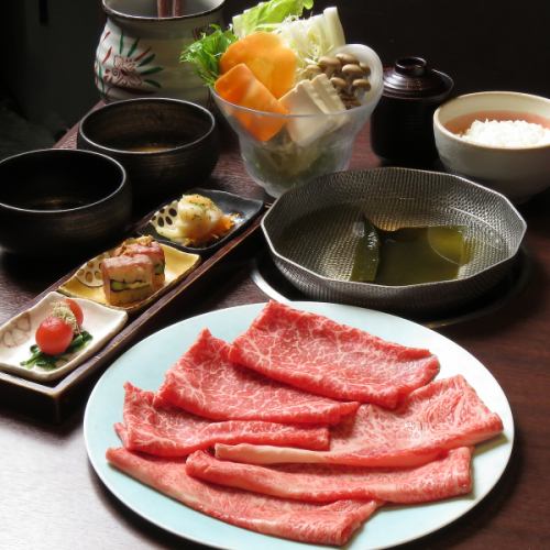 黒毛和牛霜降りロースと赤身ロースしゃぶしゃぶ御膳(160g(80g/80g))