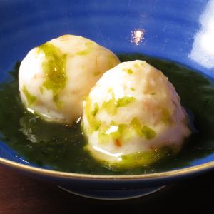 蝦子刺身配海藻醬