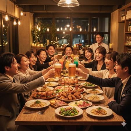 【忘年会、新年会にぴったり】120分飲み放題付◯おすすめ料理全7品のコース《4800円税込》
