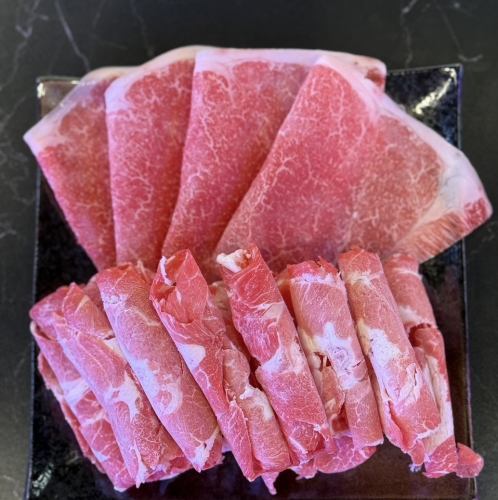 黒毛和牛とラム肉盛り合わせ
