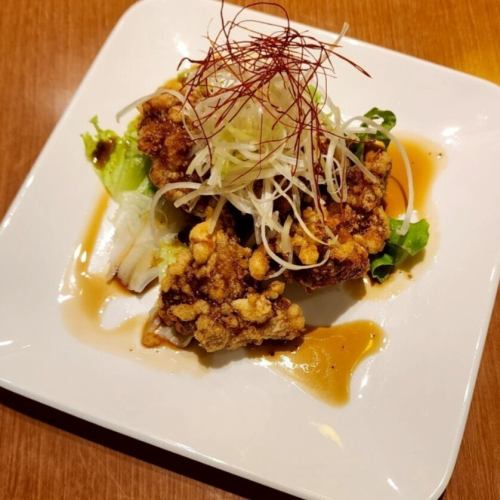 魚均！特製！鶏の唐揚げ　葱ソース