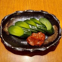 胡瓜の浅漬け　チシャ味噌ぞえ