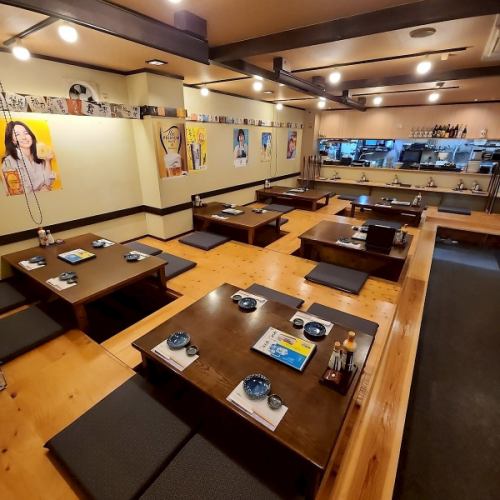 【掘りごたつ　最大40名様】会社宴会や大人数宴会にも掘りごたつへ。広々とご宴会可能です。