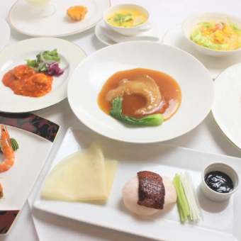 特選(ふかひれ姿煮)コース〈全9品〉ふかひれ姿煮や北京ダック、海老チリなどを含む 9900円(税込)