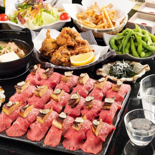 【极品肉寿司】鹅肝&松露肉寿司吃到饱套餐+2小时吃到饱5,580日元⇒4,280日元（也提供午餐）