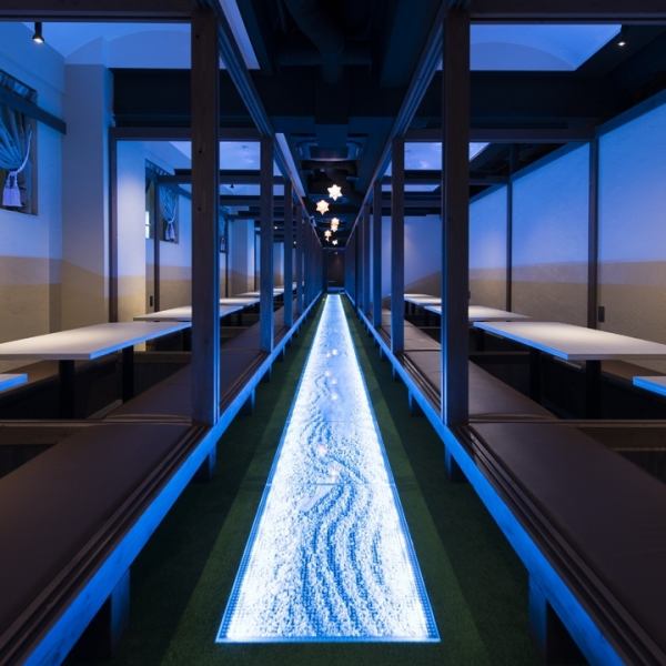 【Completely private room · Date to large banquet OK】 Completely private room fully compatible with large banquets! Kyoto gardener's hand made glass flooring killing water! Light up with pale white shining light illumination ☆