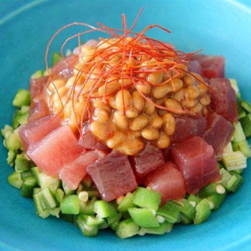 Tuna and okra with natto