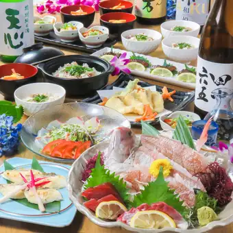 月～木限定＜芦屋真鯛づくしコース＞鯛姿造り＋鮮魚2種盛等全8品！120分飲み放題付3850円(税込)