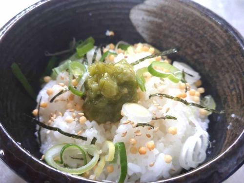 Adult's final dish of chazuke (Mentaiko/plum/chopped wasabi)