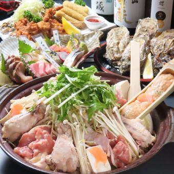 《鶏つみれちゃんこ鍋コース》 生ビール２種込120分飲み放題付 料理８品 6000円