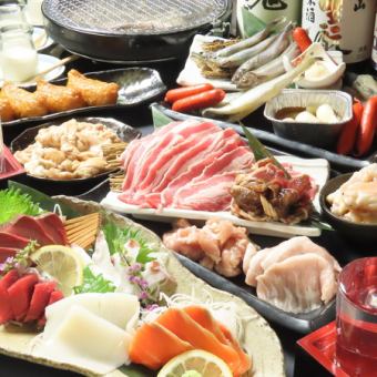 【８月以降予約受付中】≪名物！七輪炙り　6,000円コース≫ 生ビール２種込 120分飲み放題付き
