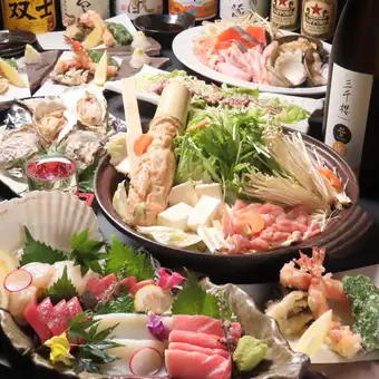 【今夜は贅沢に！】厳選素材を使用した一品料理豊富！博多風水炊き鍋コース（120分飲放）7,000円