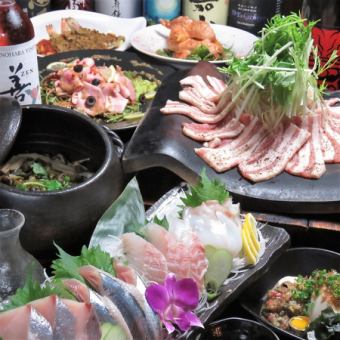 新標準！「Nodoguro」、「特色！安田川燒」、「自家烤豬肉」，7道菜，2.5小時無限暢飲5,000日元！