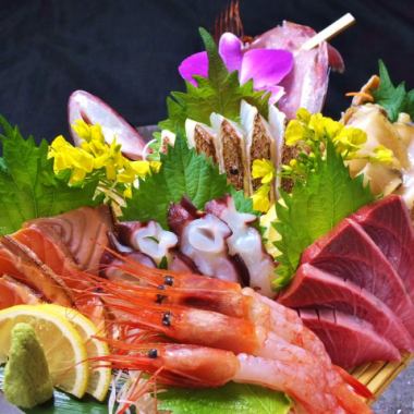 Enjoy assorted fresh sashimi with 3 different flavors !! This is the 58th style ~