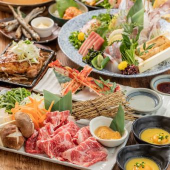 【極コース】豪華絢爛！贅沢逸品牛のすきしゃぶ付き！時間無制限飲み放題全9品5000円