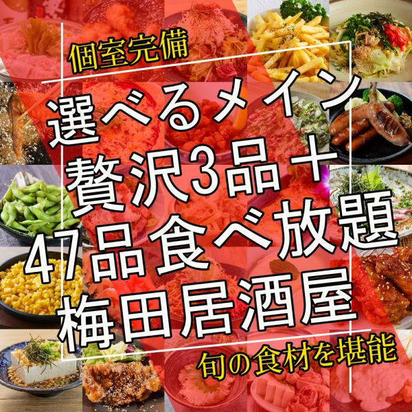 【期間限定!!食べ放題プラン】梅田東通り沿い好立地！お得な食べ放題プラン2980円!!飲み放題も♪
