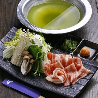 【120分飲み放題付】緑茶色のお出汁が美味『大和ポークの茶しゃぶ鍋コース』宴会・飲み会5,500円