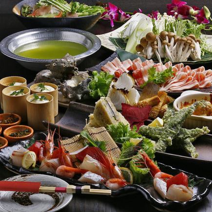 【120分飲放題付】奈良のおいしさが詰まった贅沢鍋『大和ポークと大和肉鶏の茶鍋コース』6000円