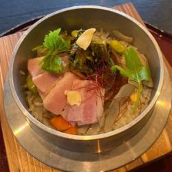 野沢菜とベーコンのPePe釜