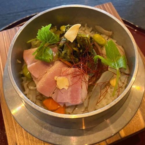 野沢菜とベーコンのPePe釜