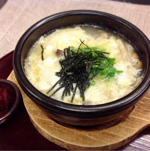 鶏とキノコの雑炊