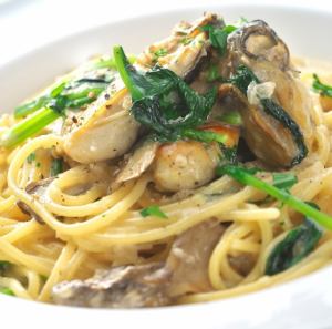 [Pasta] Smoked oysters and spinach in cream sauce