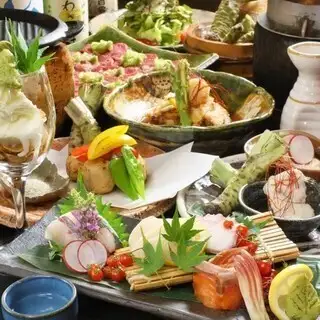 【みやびコース】和牛肉寿司・刺盛・天ぷら盛・わさび焼など豪華10品+飲み放題7000円
