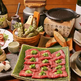 【わさびやコース】海鮮釜飯・牛タンわさび焼・わさびアイスなど絶品9品4,000円《お料理のみ》