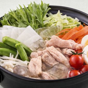 【春季限定！】冷やし地鶏鍋と春野菜の天麩羅「櫻花コース 」3時間飲み放題付き 全9品 4000円