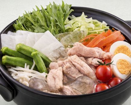 【春季限定！】冷やし地鶏鍋と春野菜の天麩羅「櫻花コース 」3時間飲み放題付き 全9品 4000円