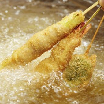 【2.5時間満足コース】お刺身・串揚げ等全6品×2.5時間飲み放題※加熱式たばこ限定のお席のみ