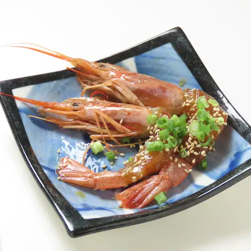 One bite and you'll be hooked! Red shrimp marinated in soy sauce