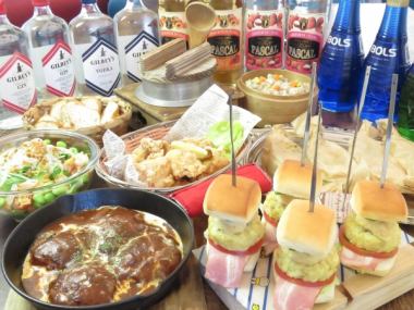[Includes 1 drink/120 minutes for seating] Homemade hamburger + 3 types of cup grilled dishes total of 10 items ★ 3,100 yen OK on the day