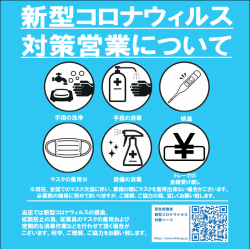 新型コロナウィルス対策営業について