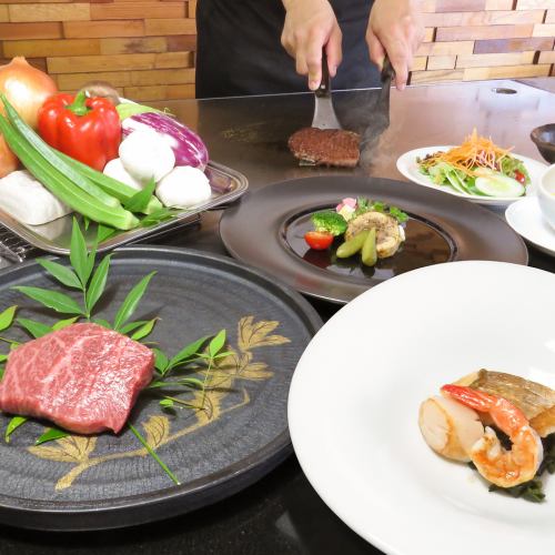 【ランチ】 黒毛和牛ステーキ&シーフードコース 6,600円 (税込)