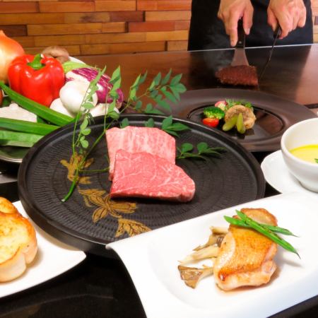 【ランチ】黒毛和牛ステーキ＆熊本県産赤鶏コース 8,800円 (税込)