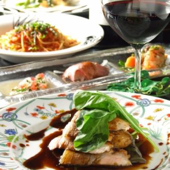 [Dinner only] C course 8 dishes + glass of wine included [8000 yen course]