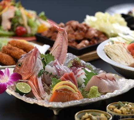 【기간 한정】오야마지 닭과 제철 생선과 4종의 선택할 수 있는 냄비 첨부 코스・3시간 음료 무제한 포함 전 8품 3980엔