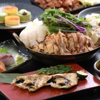 【包廂保證】海鮮與烤雞肉串「禦苑VIP日式火鍋」3小時無限暢飲套餐，9道菜品，6,000日元⇒4,980日元