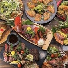 【店長特製】大山地鶏と国産和牛、旬鮮魚のお手軽皐コース3時間飲み放題付き全7品3000円