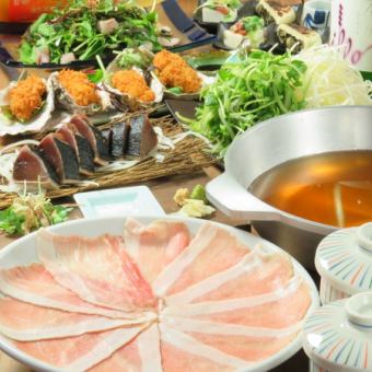 Limited to the welcome and farewell party♪ [Full volume!] Includes straw-grilled shabu-shabu! [8 dishes] 6,000 yen [2-hour all-you-can-drink included]