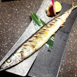 Fresh Hokkaido Pacific saury grilled with salt