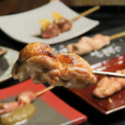 【厳選焼き鳥】土佐の地鶏と旬菜等11品コース・・・4500円