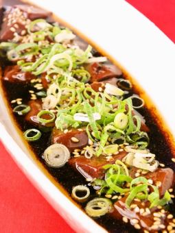 Horse liver sashimi (chopped and marinated in special sauce)