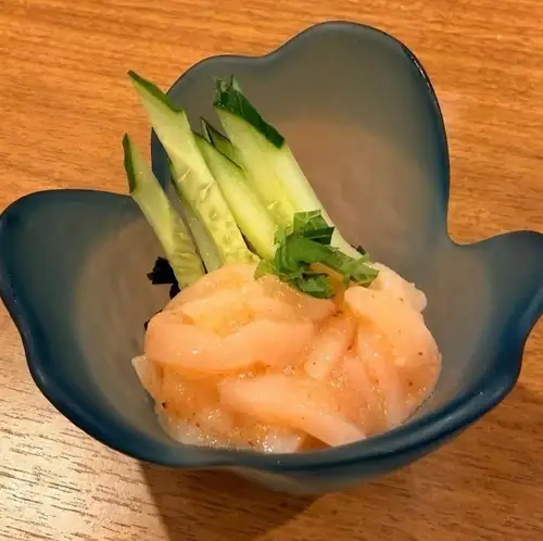 鱿鱼刺身配明太子酱
