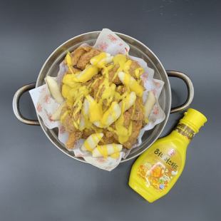[Street style Korean chicken] Honey mustard 1 chicken 12P [For 3 to 4 people] Topping Fried tteokbokki topping