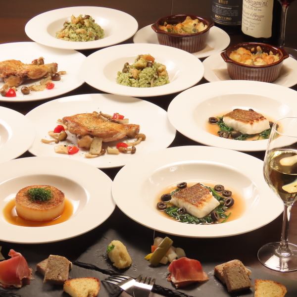 Zucchero dinner course featuring their signature fish and meat dishes, 6 dishes total, 3,800 yen (tax included)